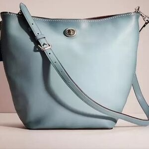Coach Duffle Shoulder Bag Glovetanned Leather Steel Blue Crossbody Restored 1941